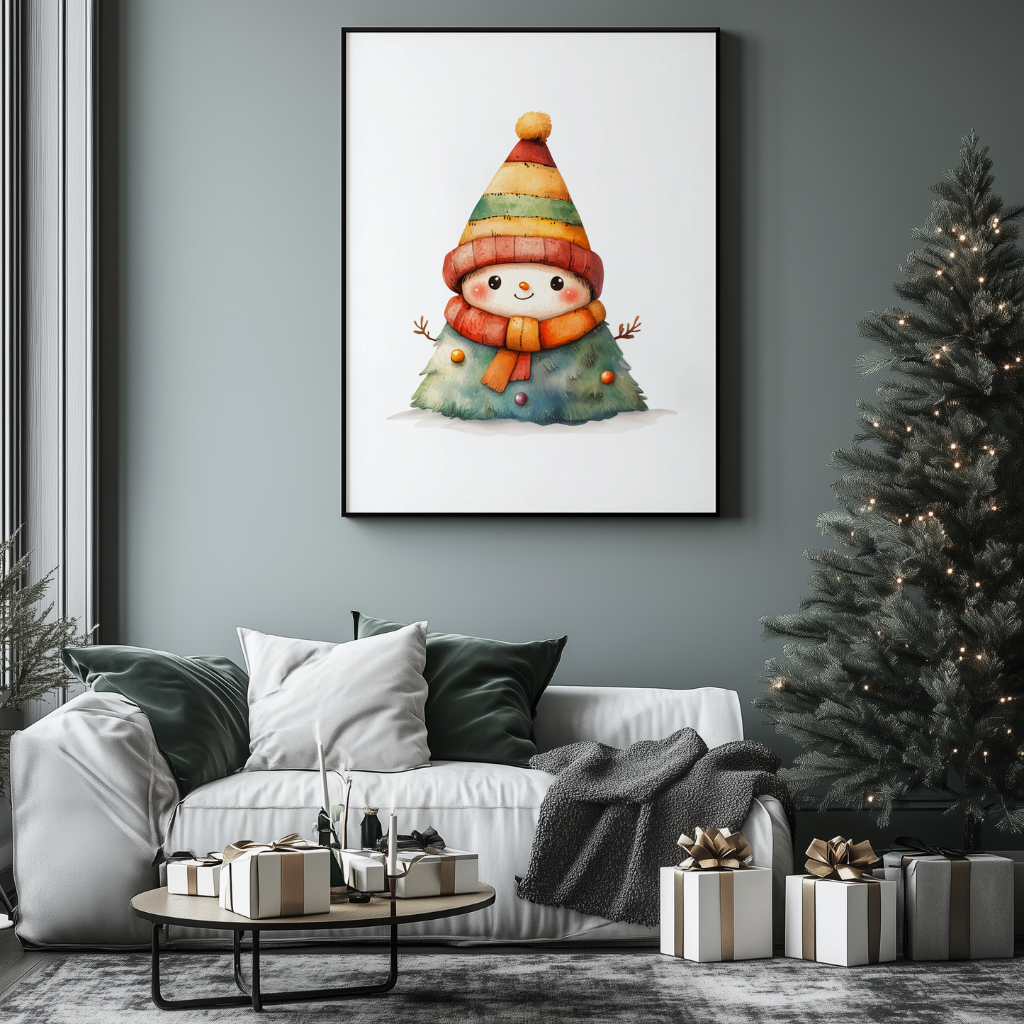 Cute Watercolor Christmas Tree Clipart | High-Quality Digital Download | 10x10 inches PNG