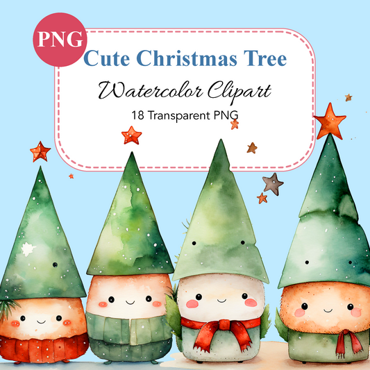 Cute Watercolor Christmas Tree  Clipart | High-Quality Digital Download | 10x10 inches PNG