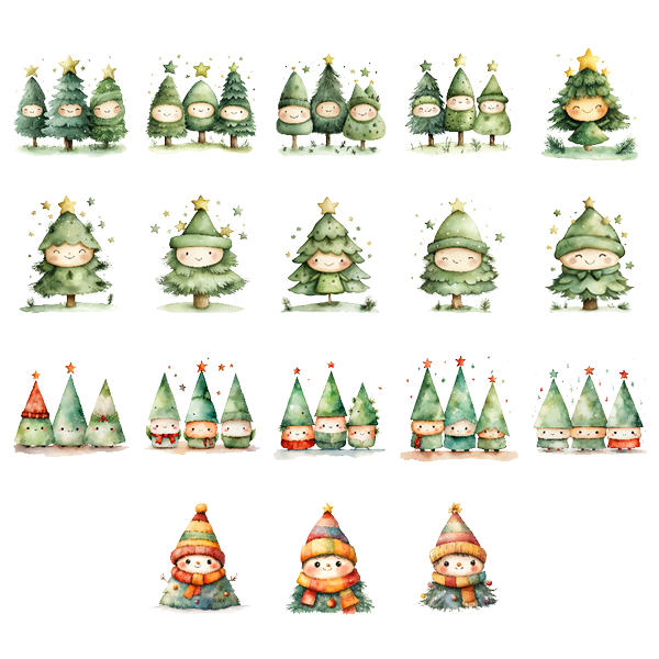 Cute Watercolor Christmas Tree  Clipart | High-Quality Digital Download | 10x10 inches PNG