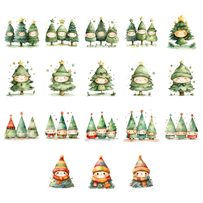 Cute Watercolor Christmas Tree  Clipart | High-Quality Digital Download | 10x10 inches PNG