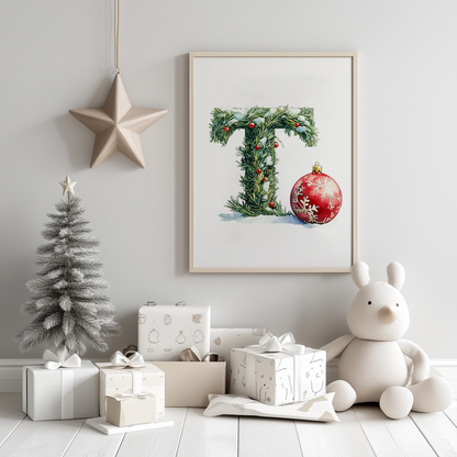 Watercolor Christmas Alphabet | High-Quality Digital Download | 10x10 inches PNG