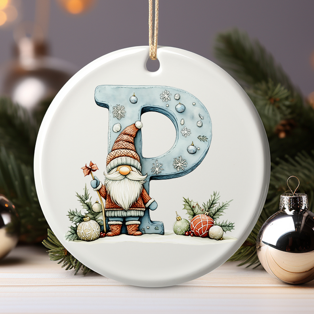 Watercolor Christmas Alphabet Gnome | High-Quality Digital Download | 10x10 inches PNG